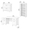 60-Inch Office Desk with Cabinet and 5-Shelf Bookcase