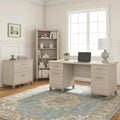 60-Inch Office Desk with Cabinet and 5-Shelf Bookcase