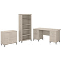 60-Inch Office Desk with Cabinet and 5-Shelf Bookcase