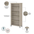 60-Inch Office Desk with Cabinet and 5-Shelf Bookcase