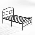 Sturdy 18-Inch High Steel Tube Iron Bed with Double Wave Headboard and Footboard