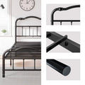 Sturdy 18-Inch High Steel Tube Iron Bed with Double Wave Headboard and Footboard
