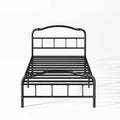 Sturdy 18-Inch High Steel Tube Iron Bed with Double Wave Headboard and Footboard