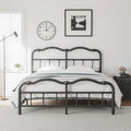 Sturdy 18-Inch High Steel Tube Iron Bed with Double Wave Headboard and Footboard