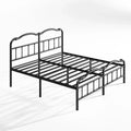 Sturdy 18-Inch High Steel Tube Iron Bed with Double Wave Headboard and Footboard