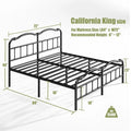 Sturdy 18-Inch High Steel Tube Iron Bed with Double Wave Headboard and Footboard