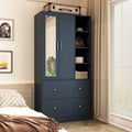 Space-Saving Scalable Hanging Rod Wardrobe Closet with Mirror