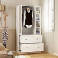 Modern Wardrobe Armoire with Mirror Door Drawers and Shelves