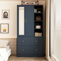 Space-Saving Scalable Hanging Rod Wardrobe Closet with Mirror