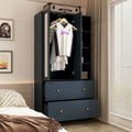 Space-Saving Scalable Hanging Rod Wardrobe Closet with Mirror