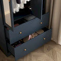 Modern Wardrobe Armoire with Mirror Door Drawers and Shelves