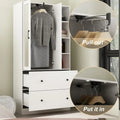 Modern Wardrobe Armoire with Mirror Door Drawers and Shelves