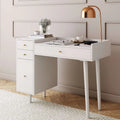 Nathan James Daisy Modern Farmhouse Desk with Storage and Brass Accents