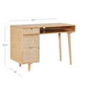 Nathan James Daisy Modern Farmhouse Desk with Storage and Brass Accents