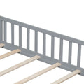 Kids' Full-Size Wooden Floor Bed with Fence and Door