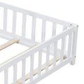 Kids' Full-Size Wooden Floor Bed with Fence and Door