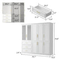 74.8-Inch Tall Large Modular Wardrobe Closet with Glass Doors