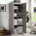 Modern Storage Wardrobe Cabinet with Doors and Multi Compartment Shelves
