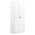 Modern Storage Wardrobe Cabinet with Doors and Multi Compartment Shelves