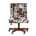 Plush Office Chair with Brown and White Cow Print