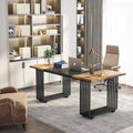 70.9" Contemporary White Executive Desk with Gold Metal Frame