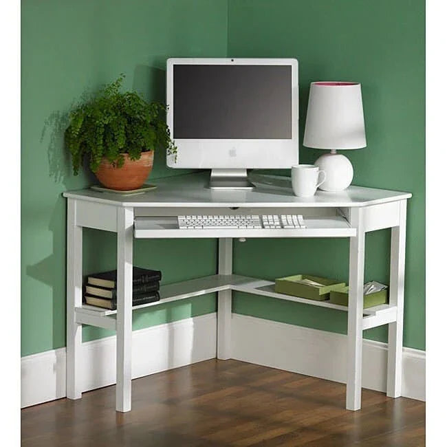 SEI Furniture Crescent Corner Desk in White Birch