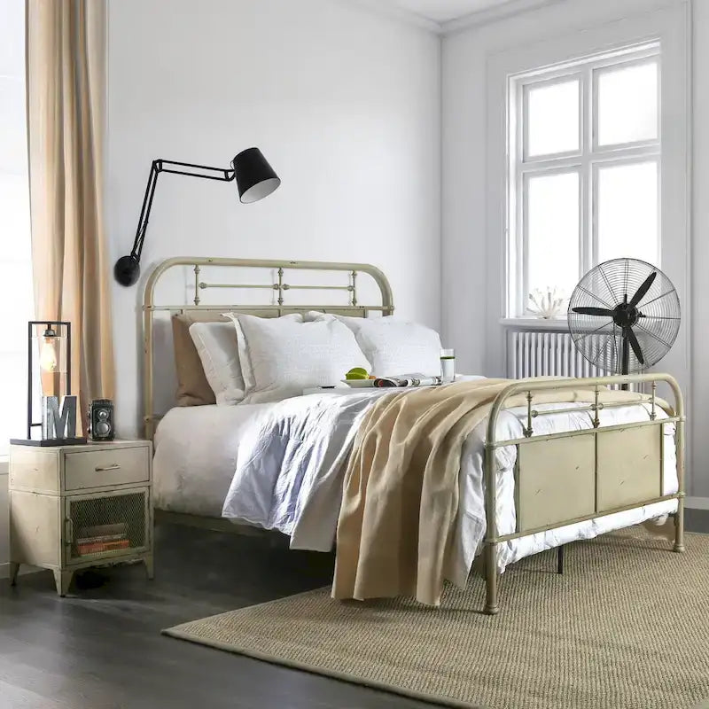 Furniture of America Industrial Metal Panel Bed with Support Legs