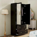 Contemporary Minimalist Wooden Freestanding Wardrobe for Bedroom