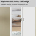 Modern Wardrobe Armoire with Mirror Door Hanging Rod and Drawers
