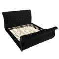 Gracewood Hollow Trivedi Black Velvet Sleigh Bed with Crystal Button Tufting