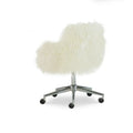 Amber Off-White Faux Fur Executive Chair