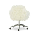 Amber Off-White Faux Fur Executive Chair