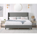 Roundhill Furniture Rozitta Upholstered Wingback Bed with Platform Design
