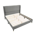 Roundhill Furniture Rozitta Upholstered Wingback Bed with Platform Design