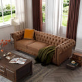 Brown Faux Leather Classic Chesterfield Sofa