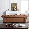 Brown Faux Leather Classic Chesterfield Sofa