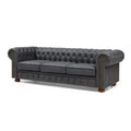 Brown Faux Leather Classic Chesterfield Sofa