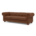 Brown Faux Leather Classic Chesterfield Sofa