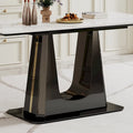 0.47-Inch Thick Sintered Stone Composite Dining Table with Tempered Glass Top and Stainless Steel Base