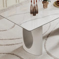 0.47-Inch Thick Sintered Stone Composite Dining Table with Tempered Glass Top and Stainless Steel Base