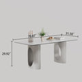 0.47-Inch Thick Sintered Stone Composite Dining Table with Tempered Glass Top and Stainless Steel Base