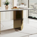 0.47-Inch Thick Sintered Stone Composite Dining Table with Tempered Glass Top and Stainless Steel Base