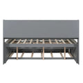 Antique Grey Full-Size Wooden Captain Bed with Built-in Bookshelves, Three Storage Drawers, and Trundle