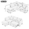 82.6" L-Shaped Sectional Sofa Bed with Pull-Out Feature, USB Ports, Power Sockets, and Movable Storage Ottoman - Bei