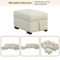 82.6" L-Shaped Sectional Sleeper Sofa Bed with Dual USB Ports, Power Outlets, and Removable Storage Ottoman - Bei