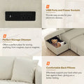 82.6" L-Shaped Sectional Sleeper Sofa Bed with Dual USB Ports, Power Outlets, and Removable Storage Ottoman - Bei