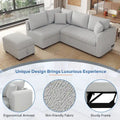 82.6" L-Shaped Sectional Sofa Bed with Pull-Out Feature, USB Ports, Power Sockets, and Movable Storage Ottoman - Bei