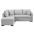 82.6" L-Shaped Sectional Sleeper Sofa Bed with Dual USB Ports, Power Outlets, and Removable Storage Ottoman - Bei