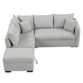 82.6" L-Shaped Sectional Sofa Bed with Pull-Out Feature, USB Ports, Power Sockets, and Movable Storage Ottoman - Bei
