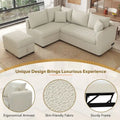 82.6" L-Shaped Sectional Sofa Bed with Pull-Out Feature, USB Ports, Power Sockets, and Movable Storage Ottoman - Bei